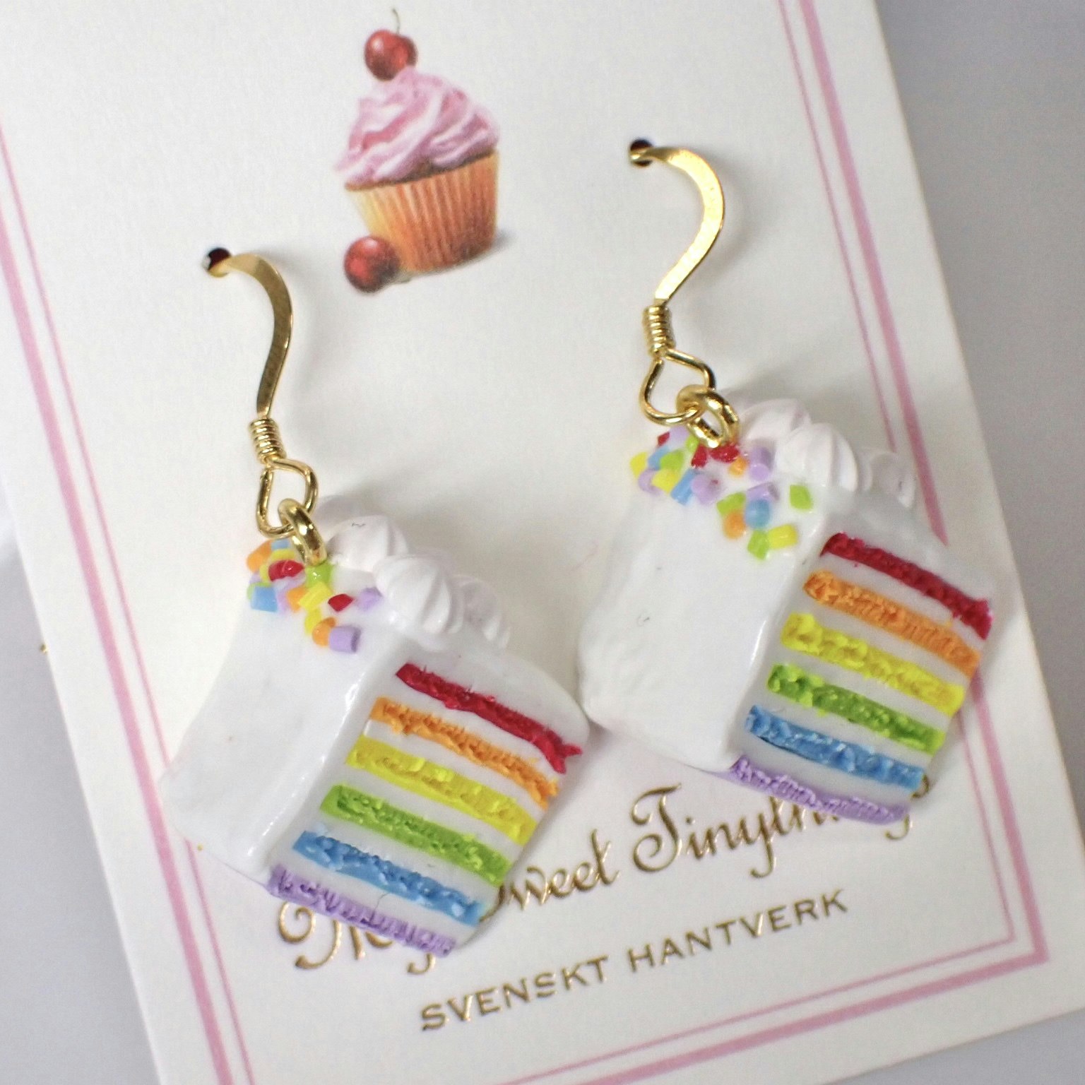 Rainbow cake earrings silver/gold