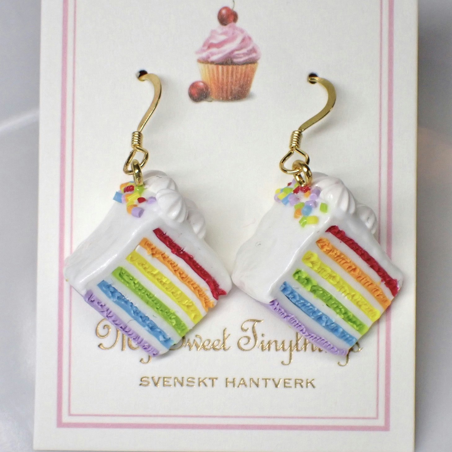 Rainbow cake earrings silver/gold