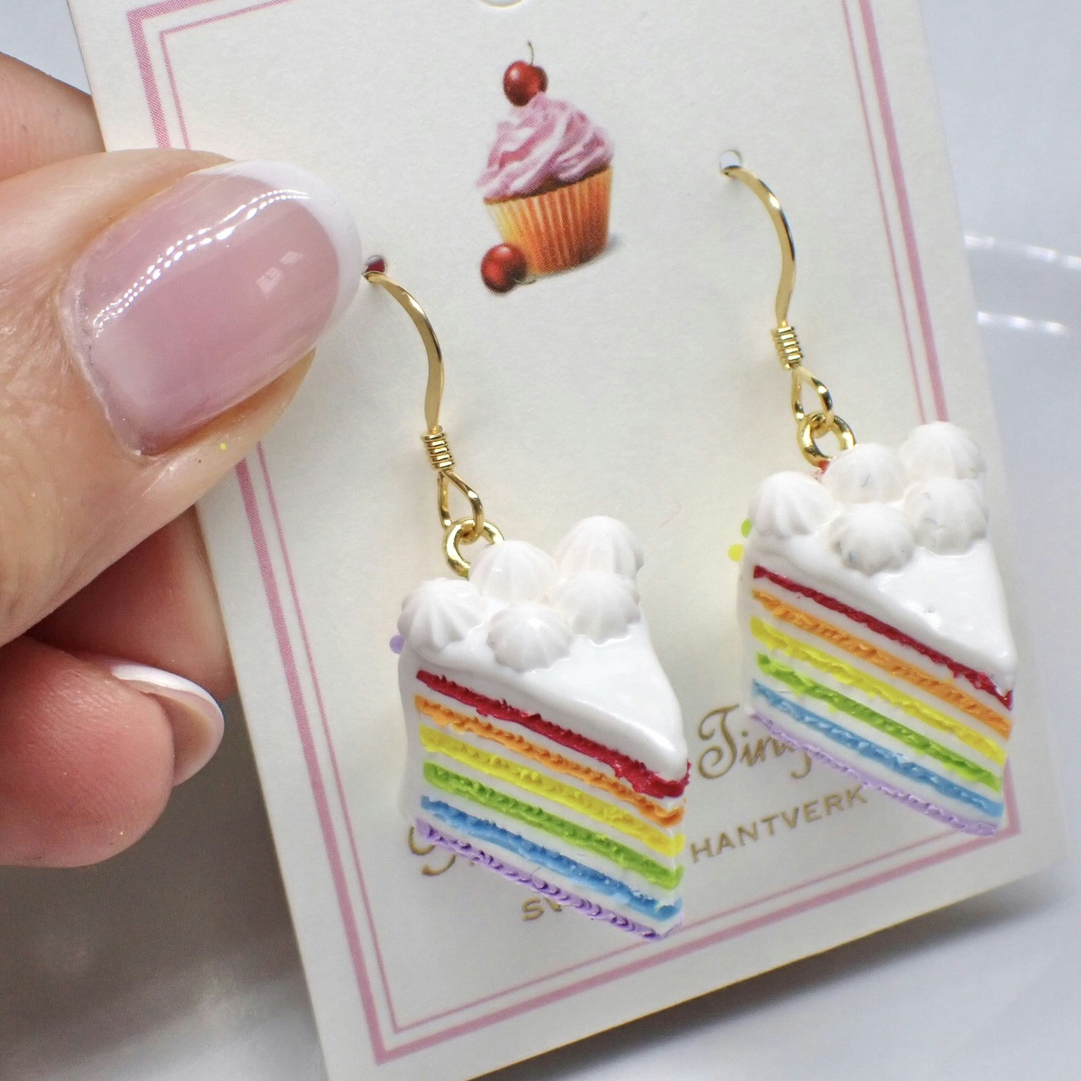 Rainbow cake earrings silver/gold