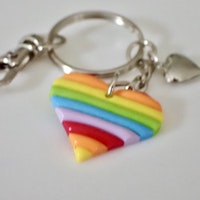 Key ring rainbow heart silver/gold