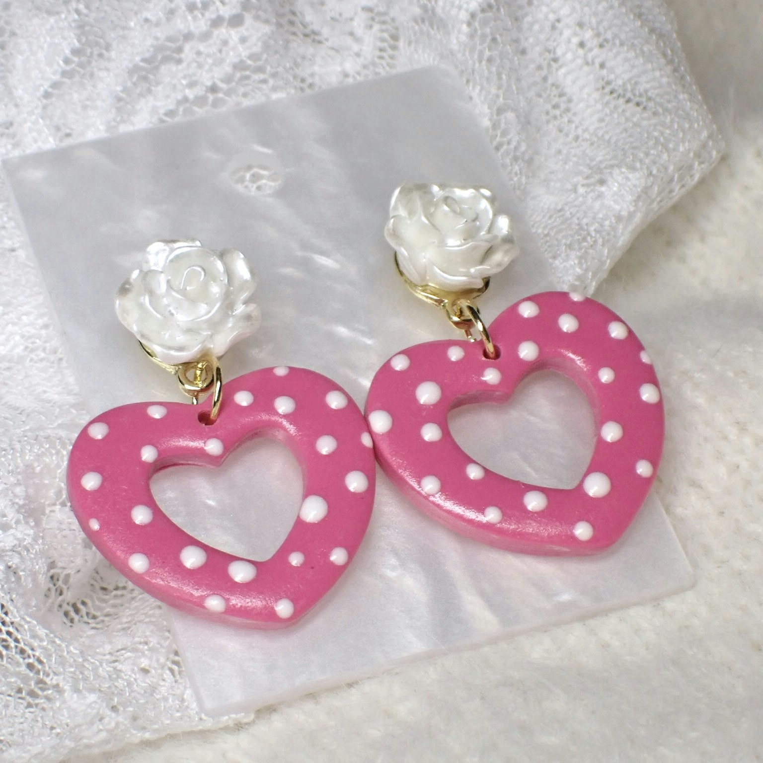 Dotted valentine med ros 1 par