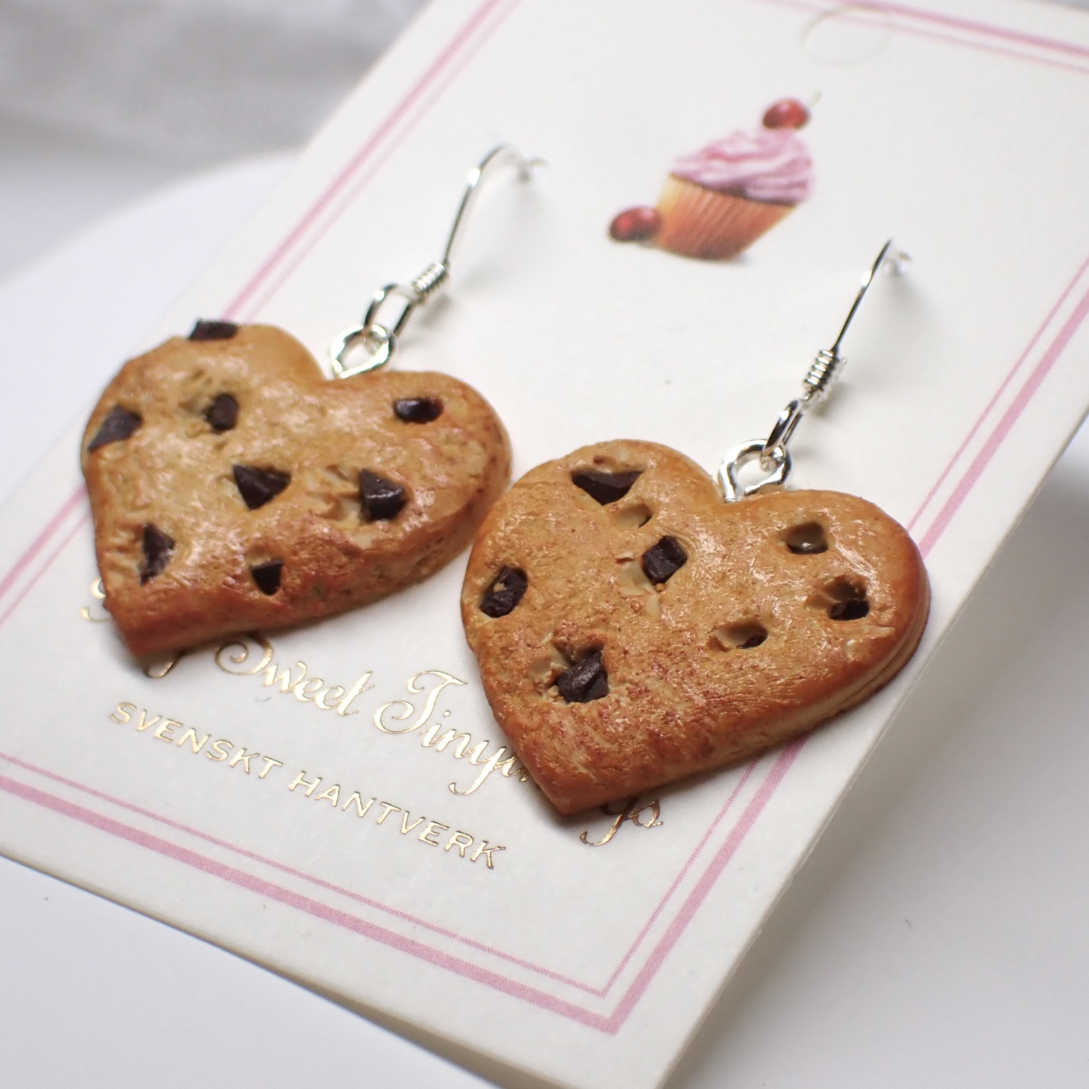 Chocolate chip cookies hjärtan 1 par silver/guld