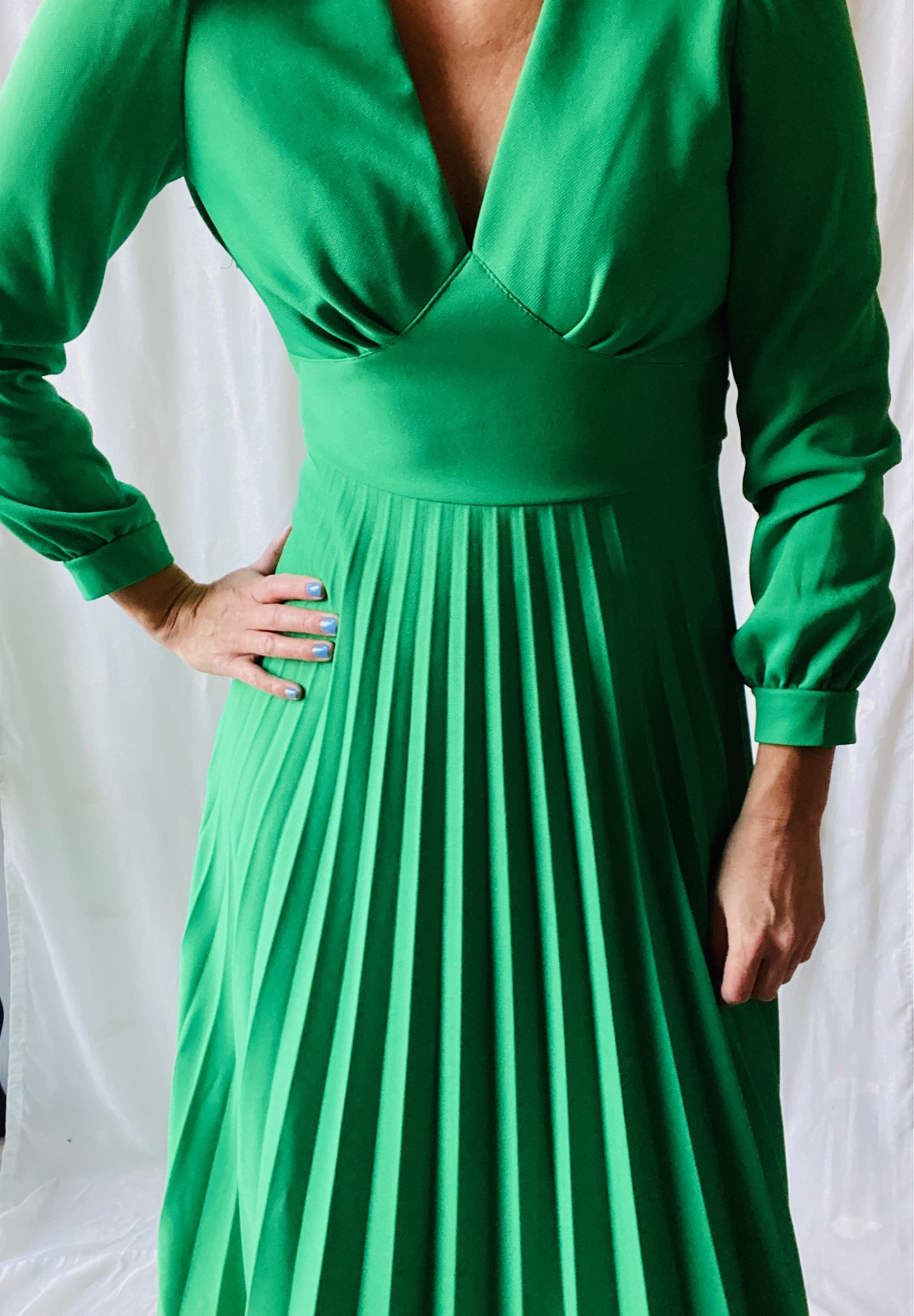 Vintage klänning i knalligt grönt