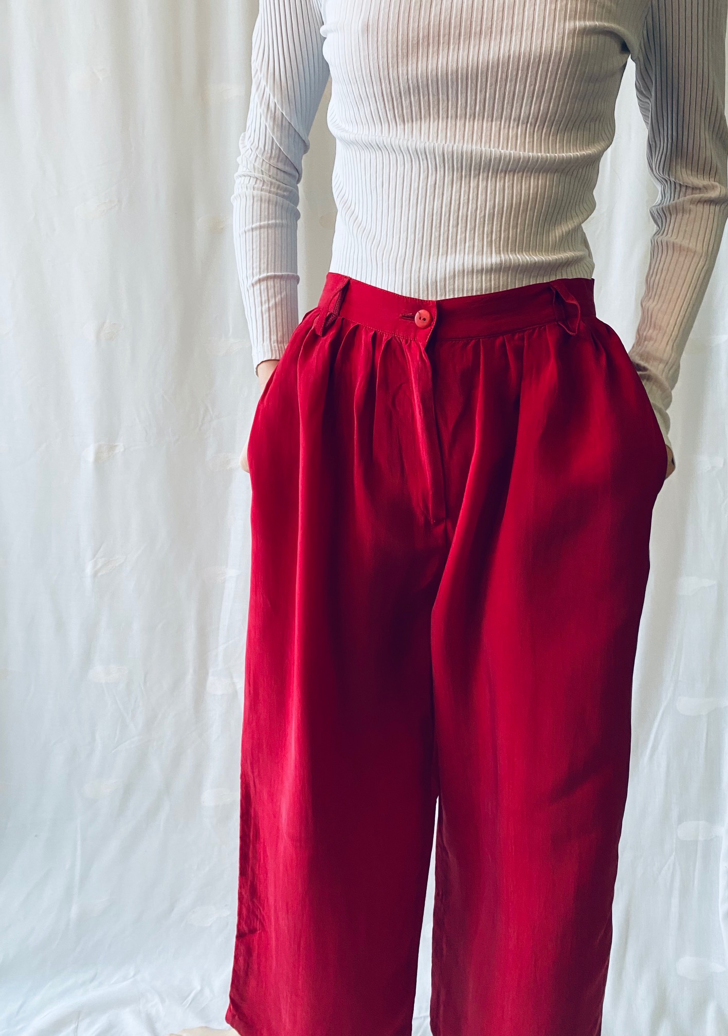 Röda festliga byxor - vintage
