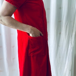 Vintage klänning i röd manchester