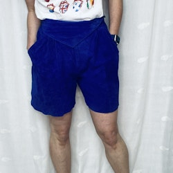 Vintage shorts i blå mocka