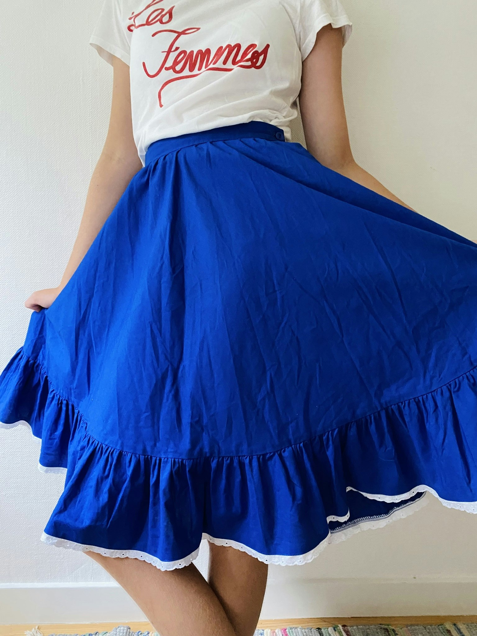 Vintage kornblå kjol - Em's Second Hand AB