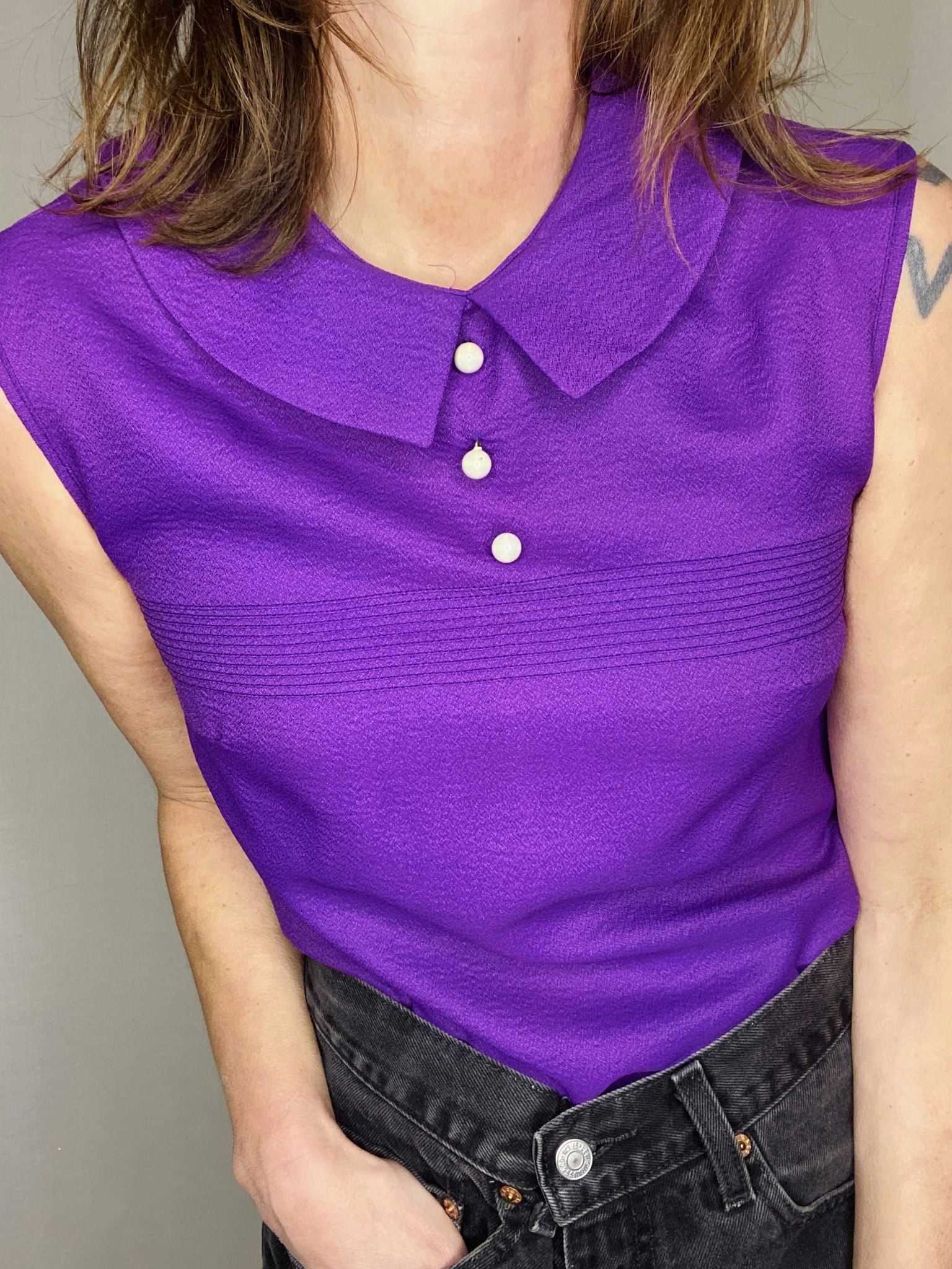 Vintage ärmlös blus
