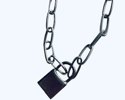 Halsband med hänglås i silvermetall