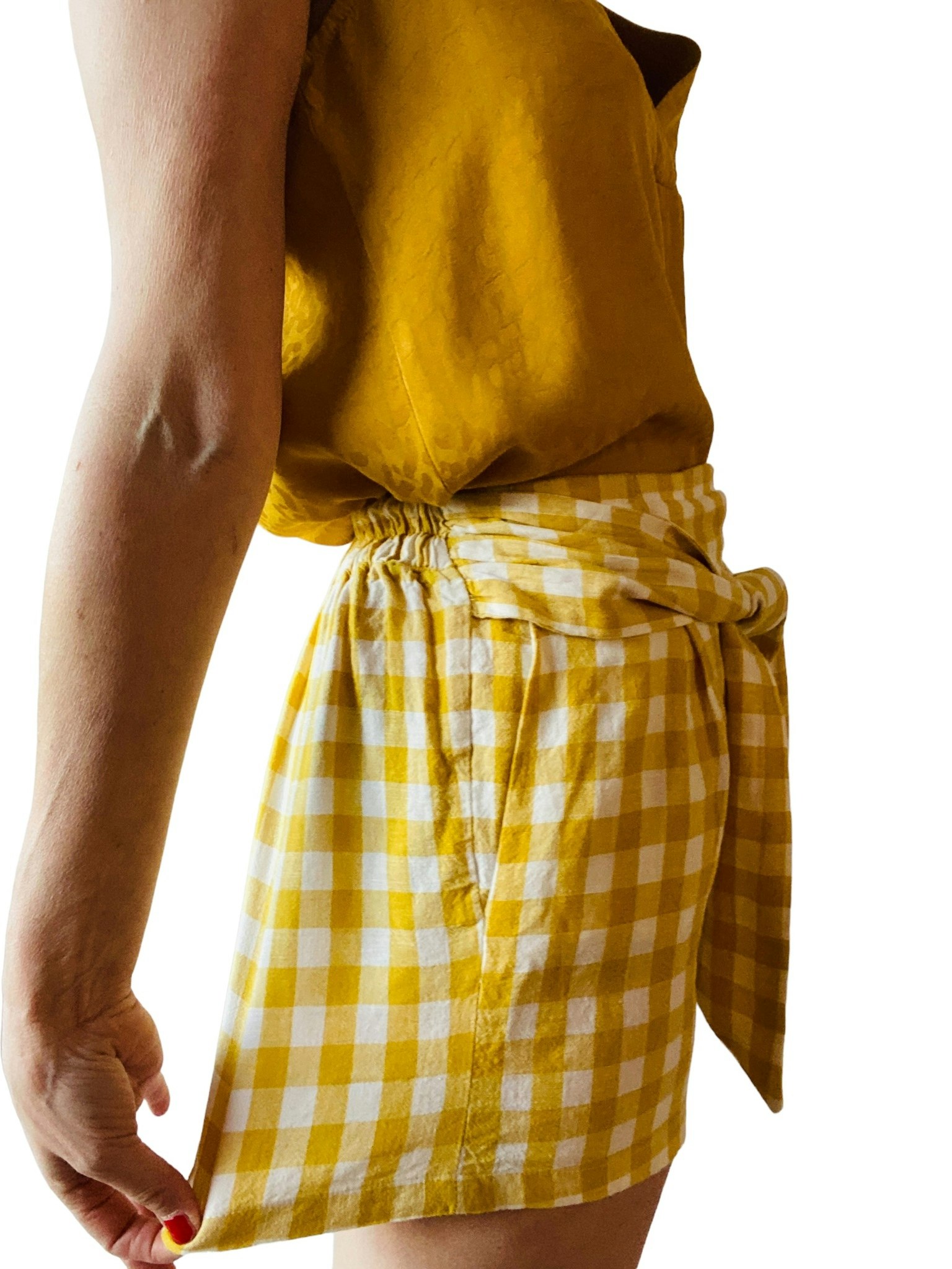 Rutiga shorts i linneblandning