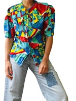 Vintage blus med stor krage