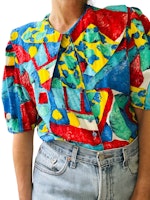 Vintage blus med stor krage
