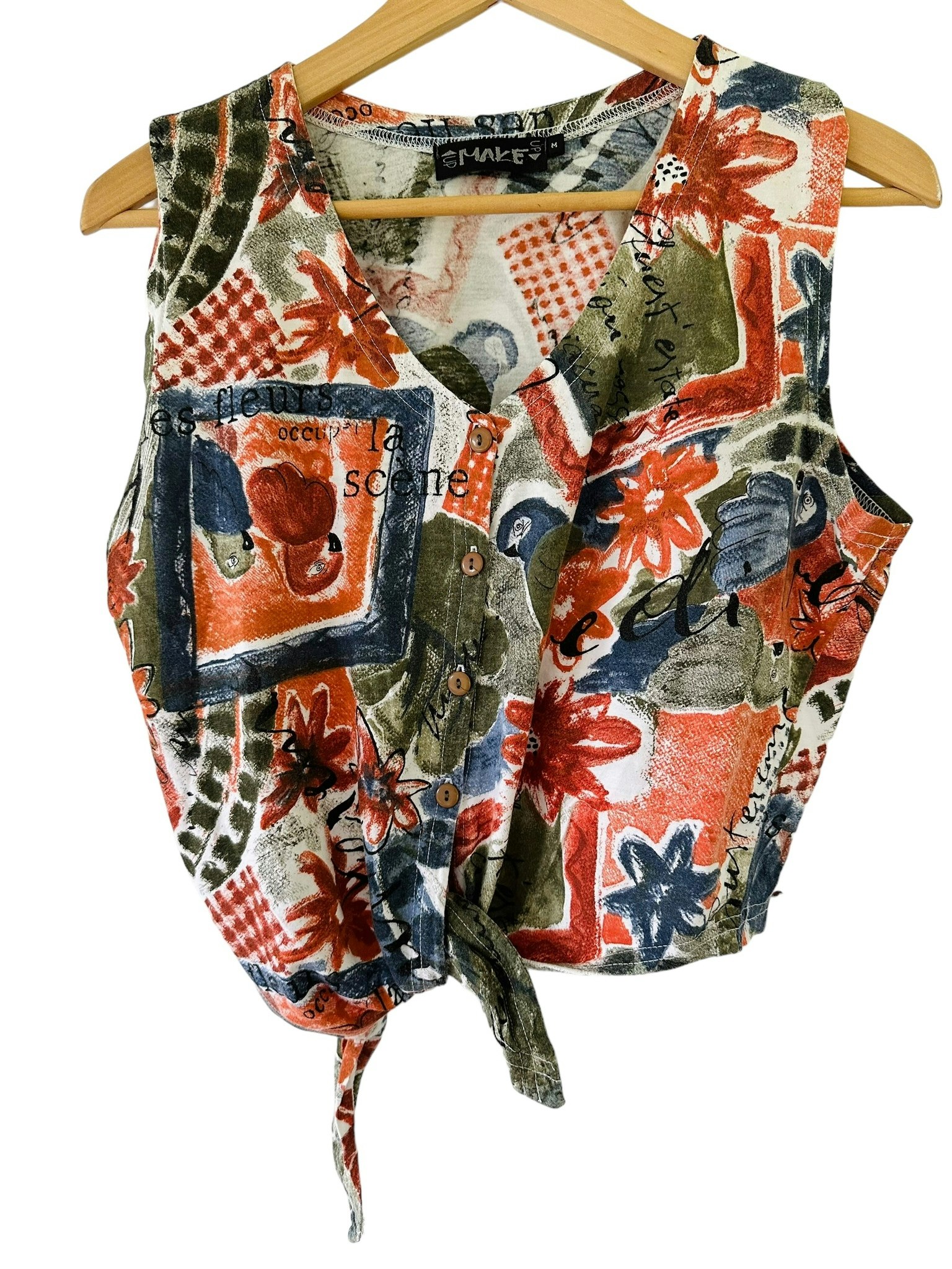 Vintage mönstrad topp med knyt