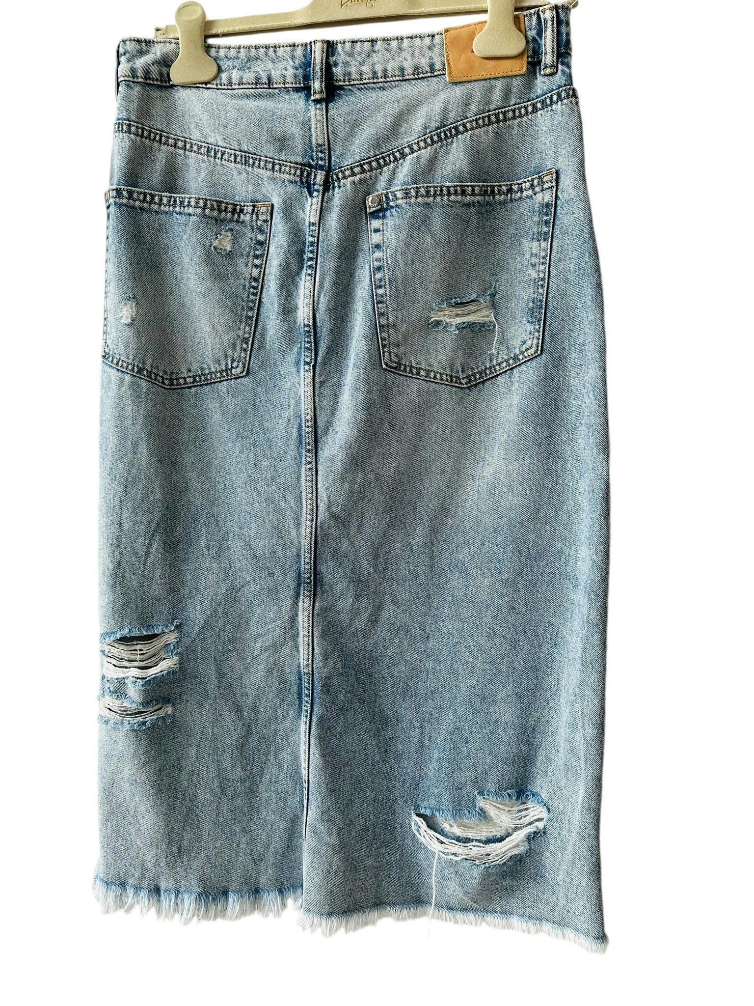 Lång jeanskjol i ljus denim