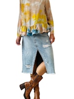 Lång jeanskjol i ljus denim
