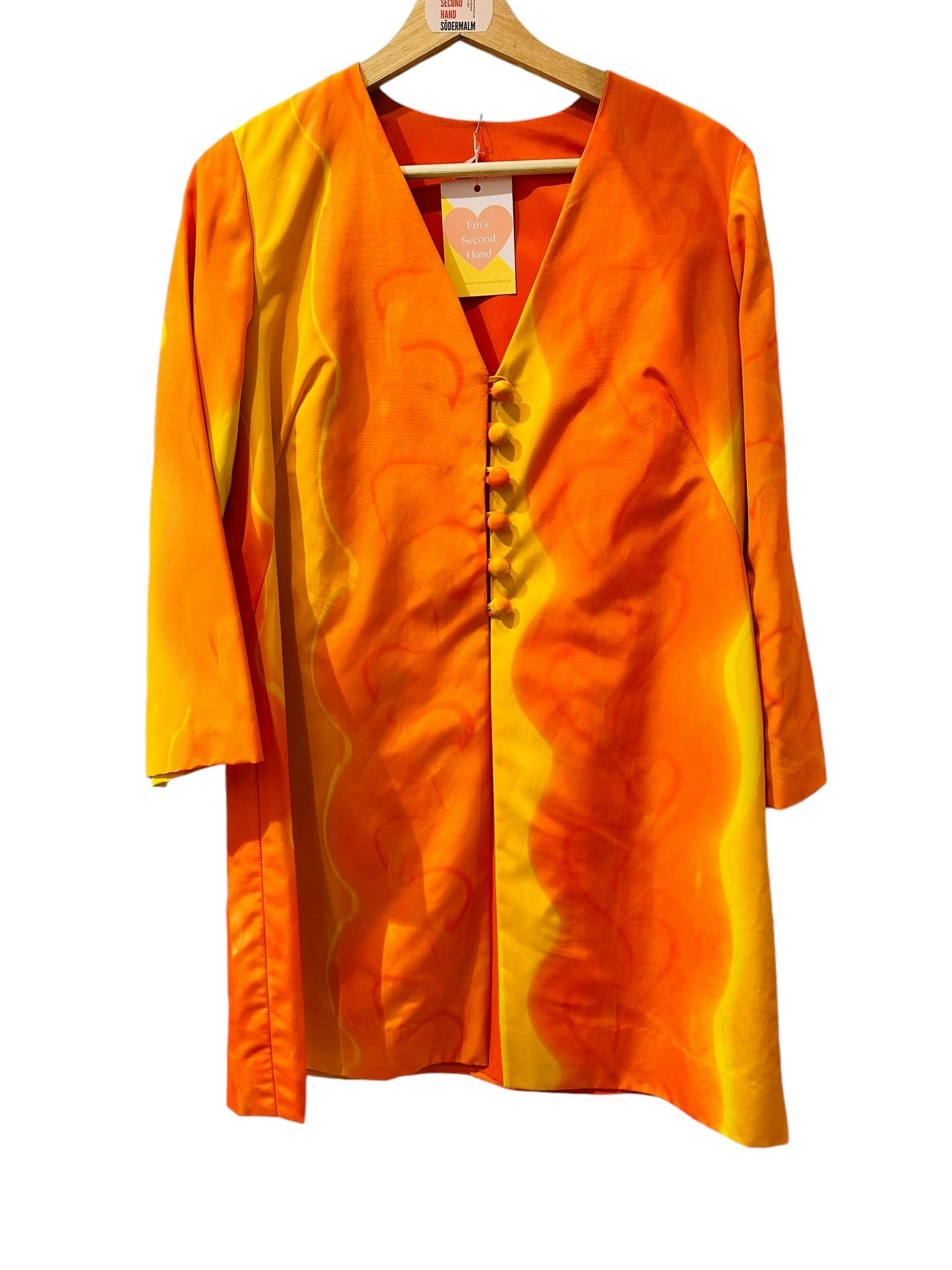 Vintage orange-gul lång kavaj
