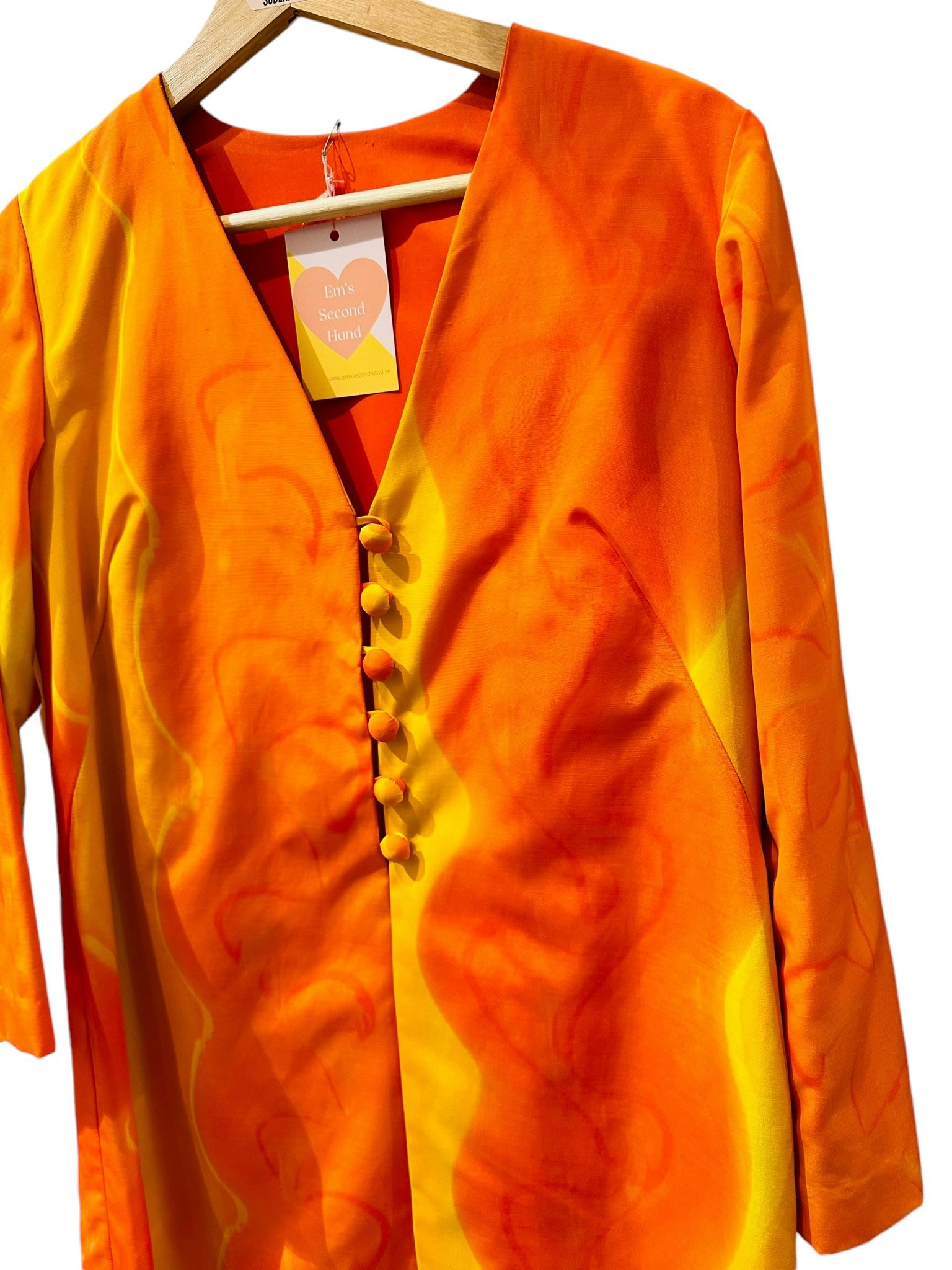 Vintage orange-gul lång kavaj