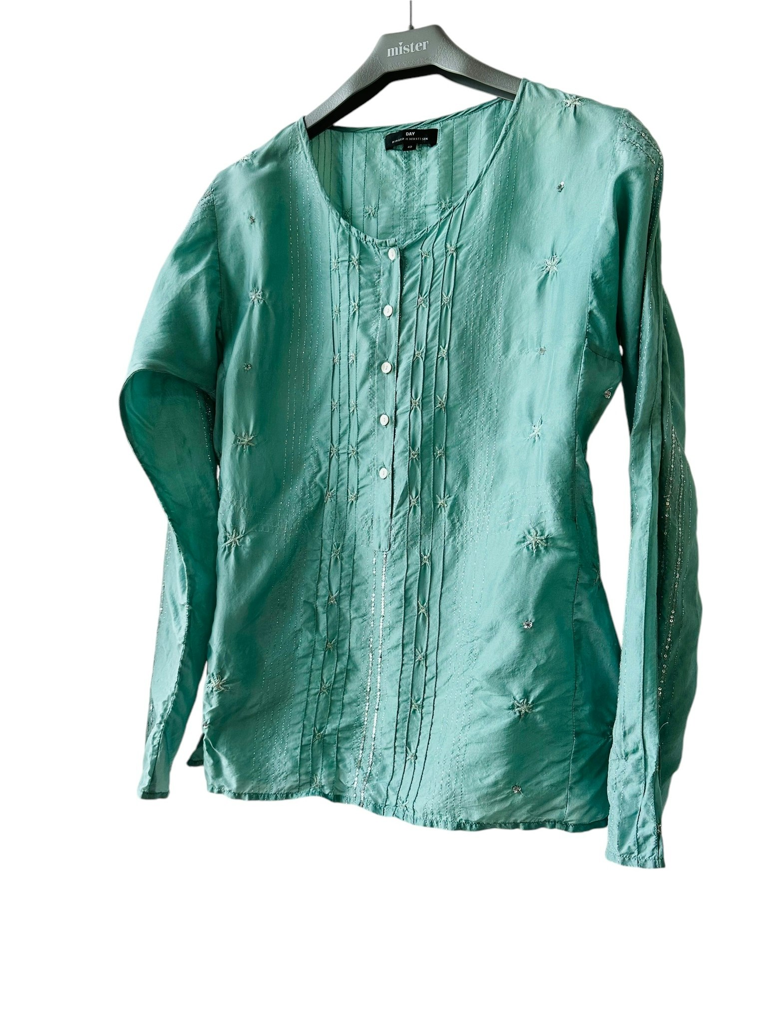 Day blus i siden och silver