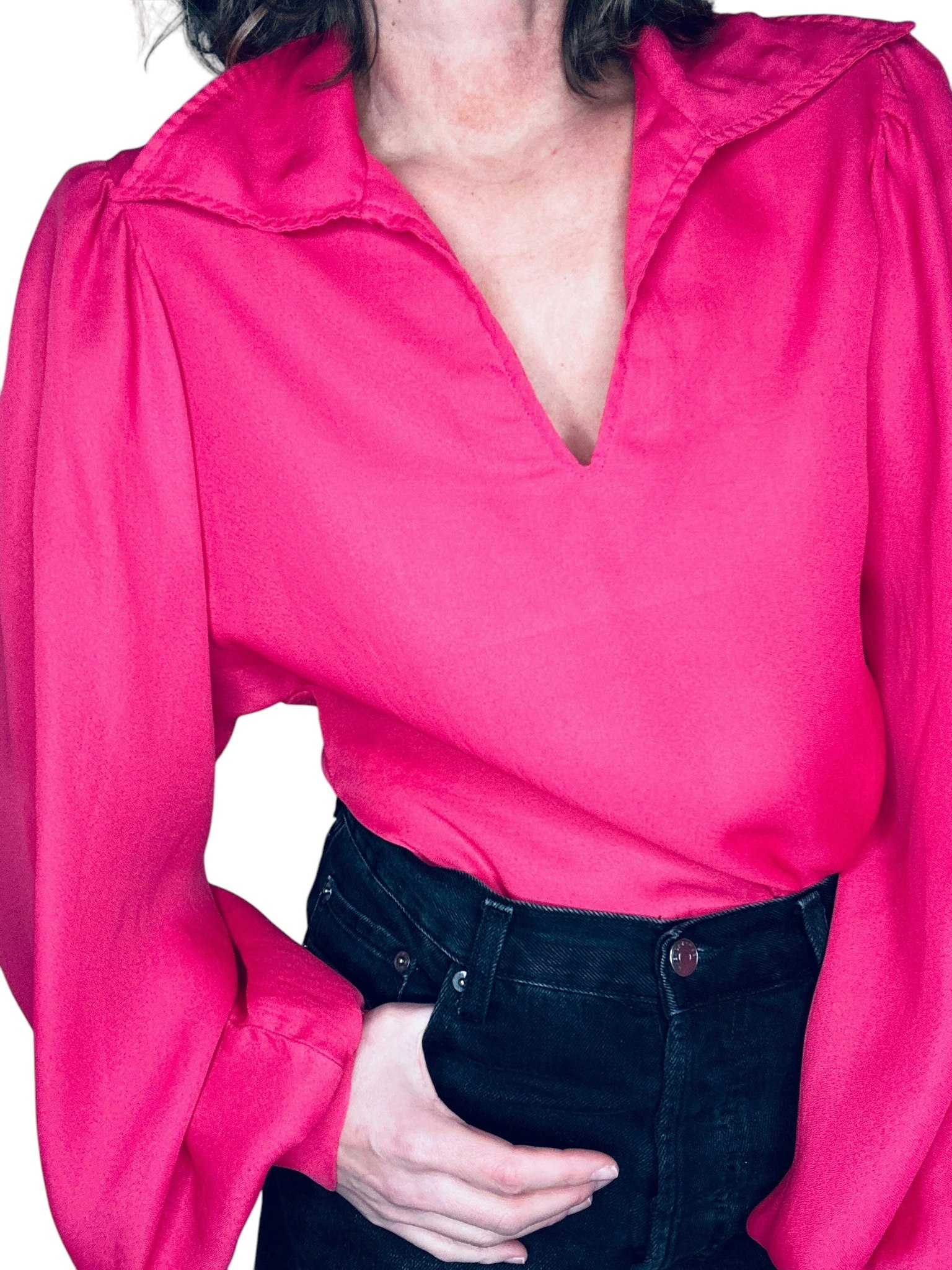 Vintage blus med ballongärmar