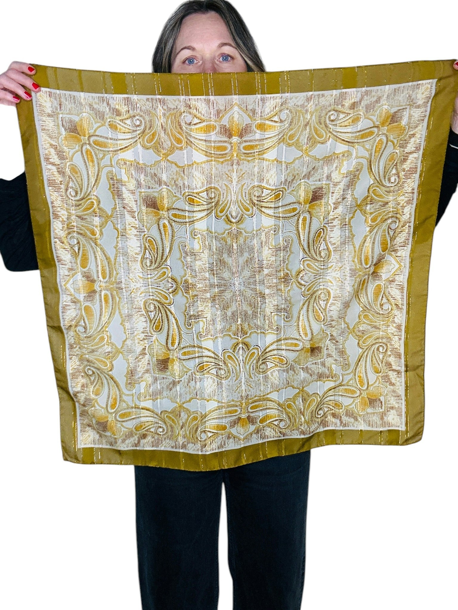 Vintage scarf med guldmönster