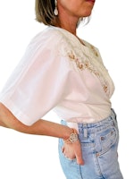 Vintage bomullsblus med broderier