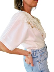Vintage bomullsblus med broderier