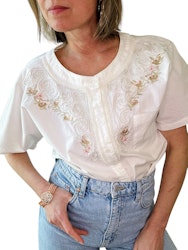 Vintage bomullsblus med broderier