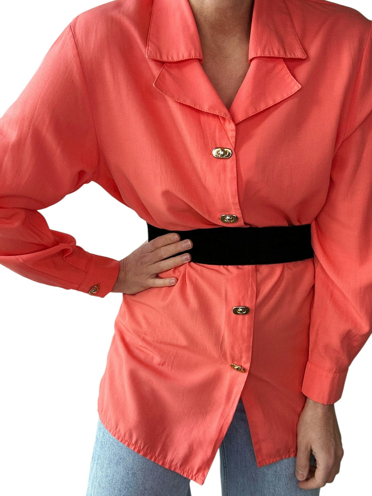 Vintage blus med dubbel krage