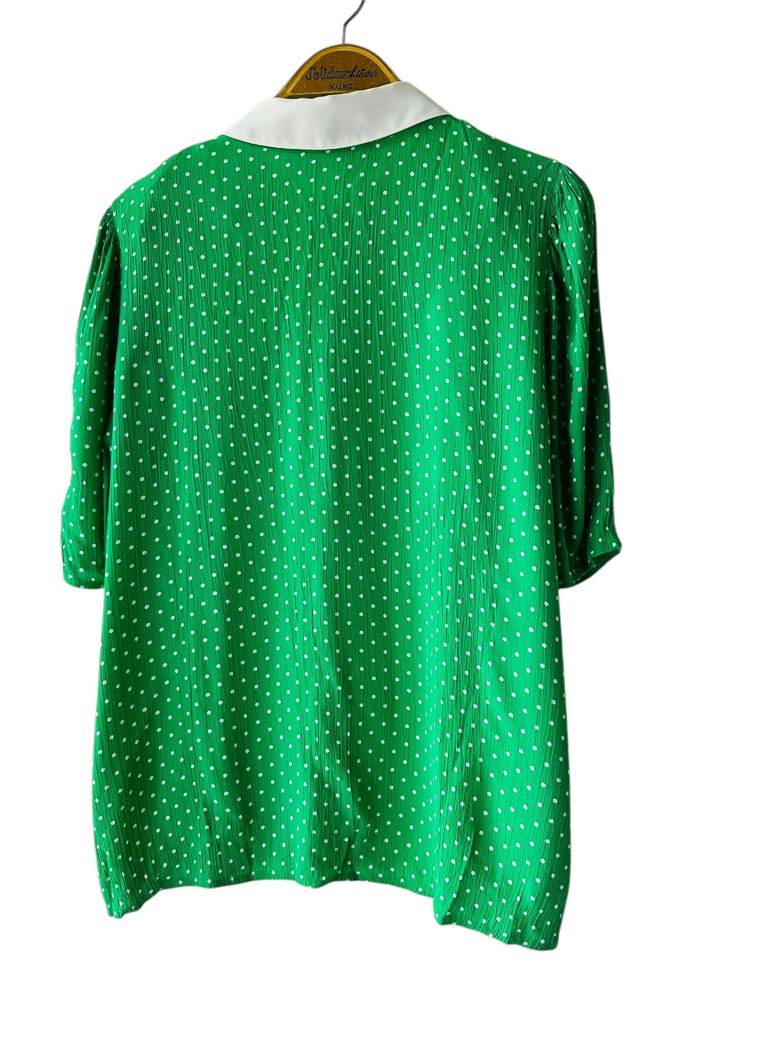 Vintage grön blus med vit krage