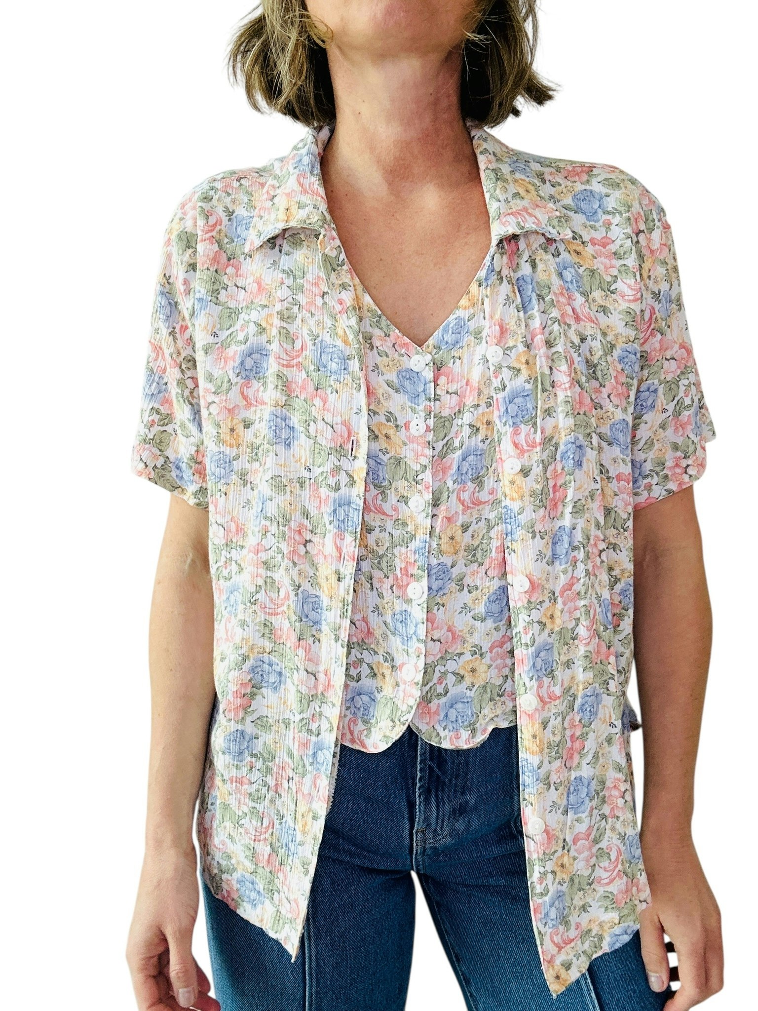 Vintage blus med väst