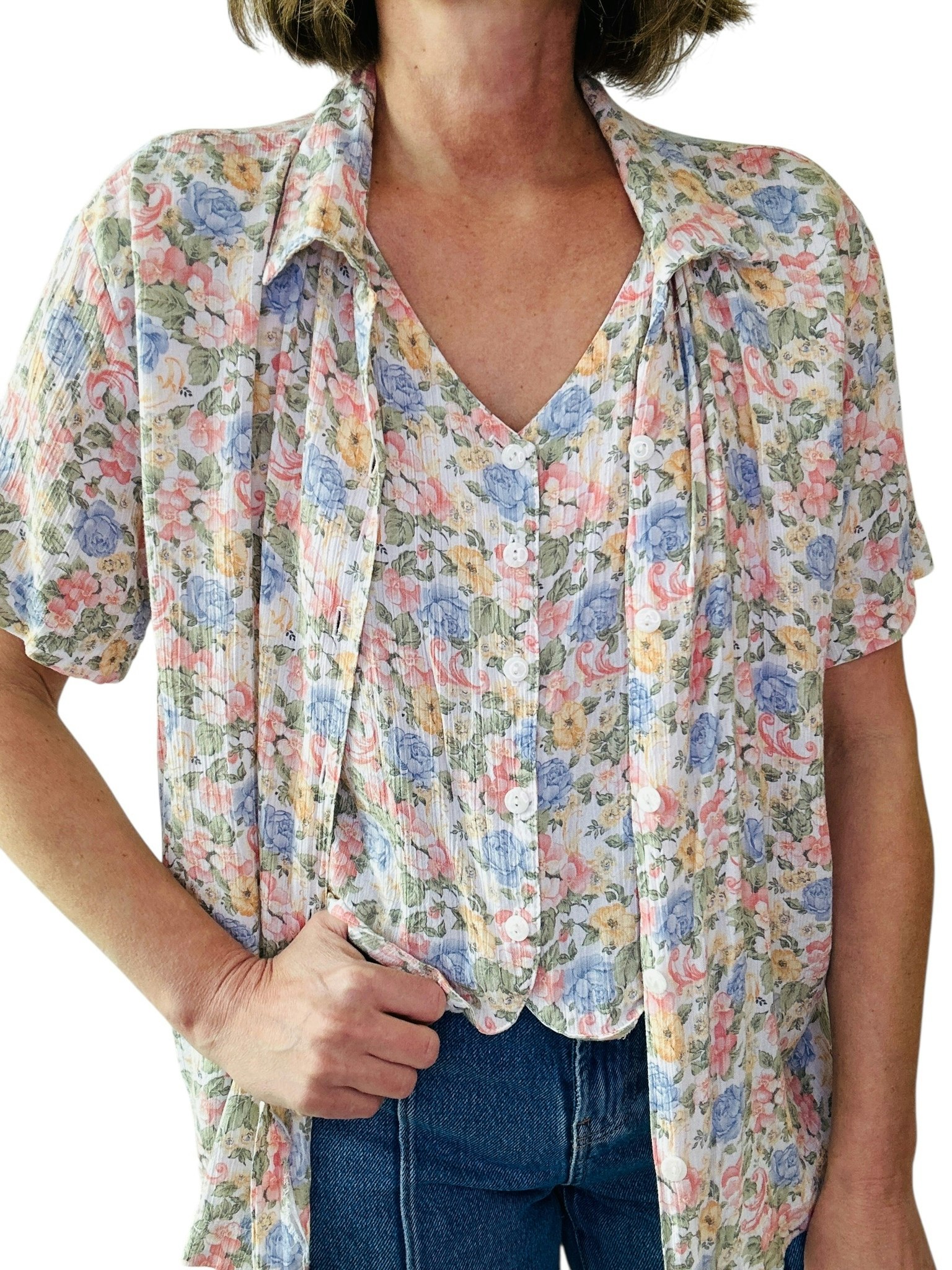 Vintage blus med väst