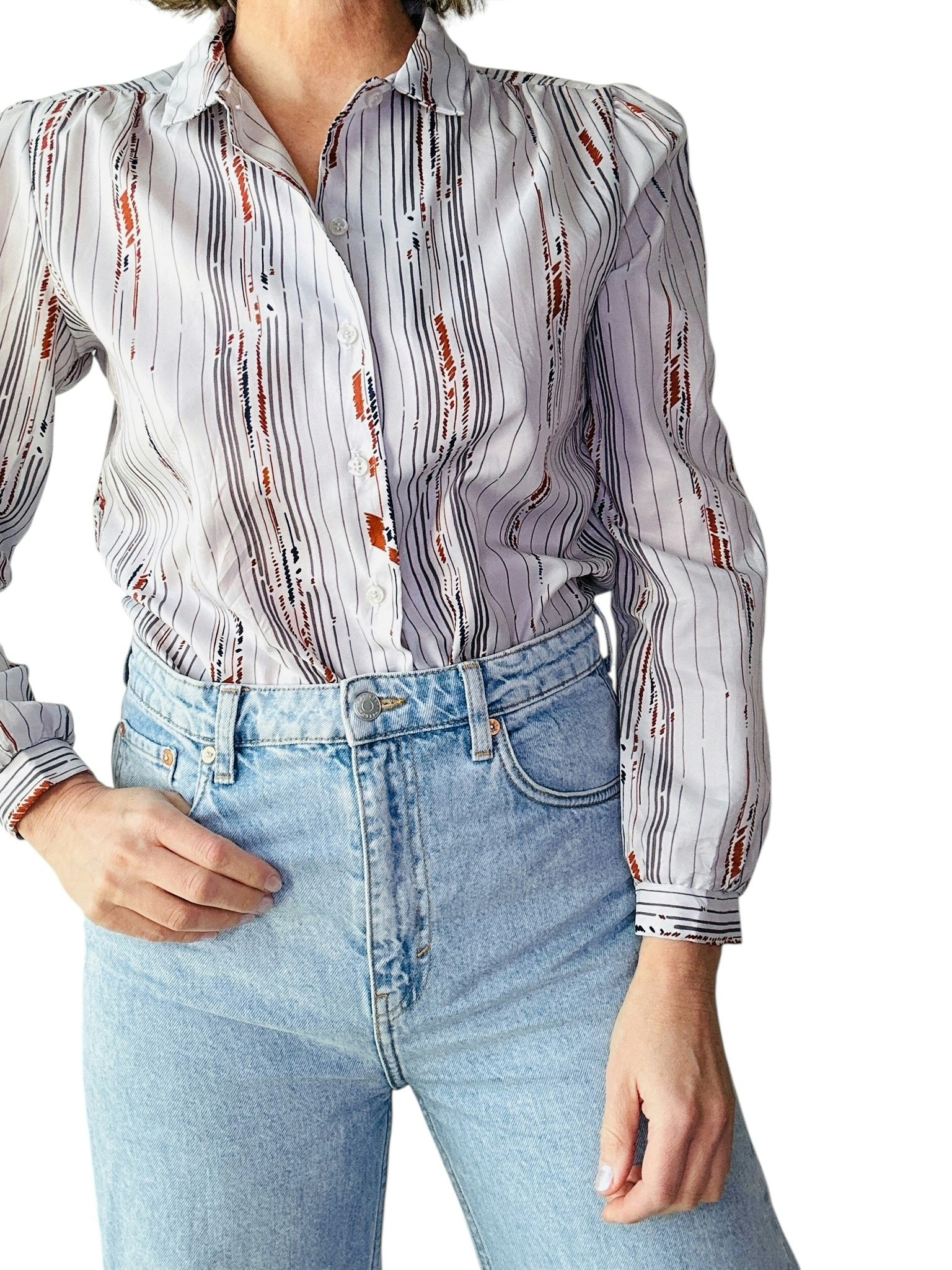 Vintage blus med kul kragdetalj