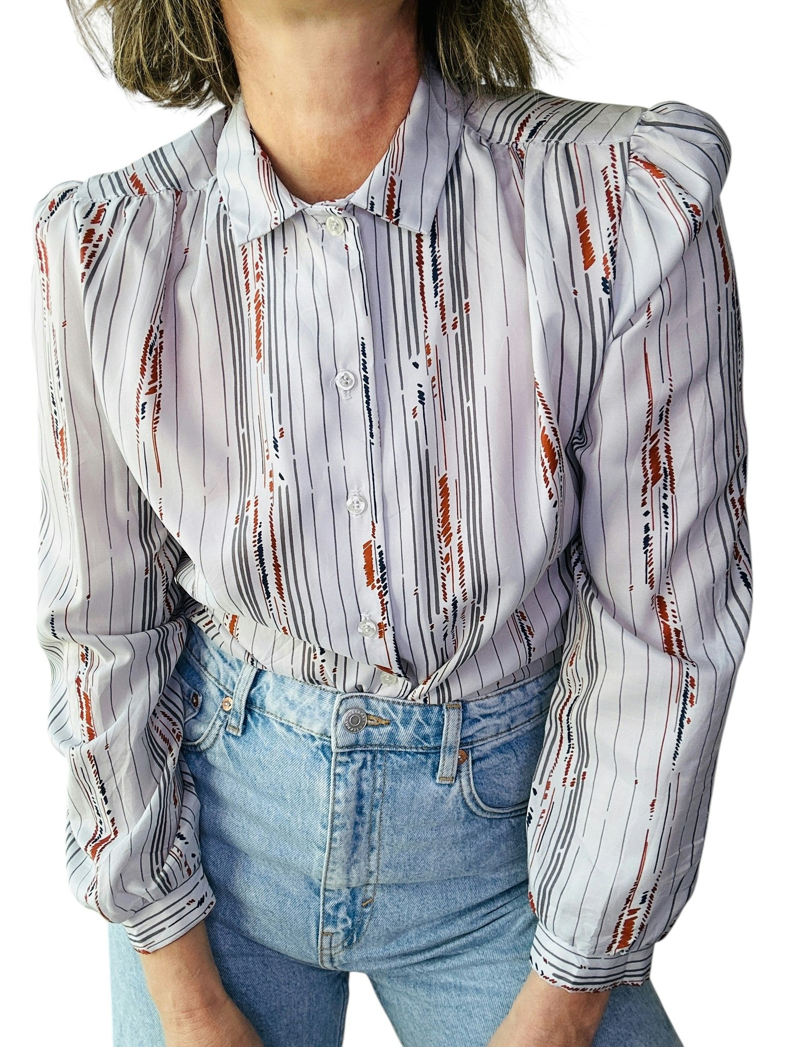Vintage blus med kul kragdetalj