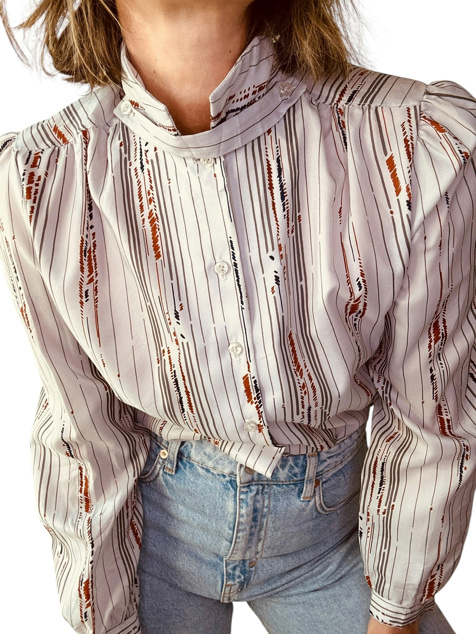 Vintage blus med kul kragdetalj