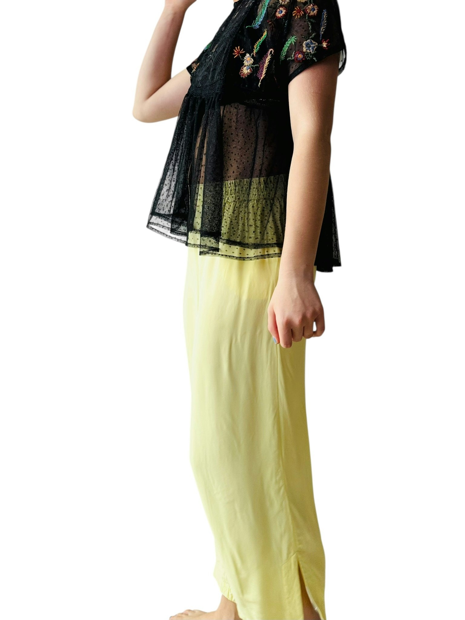 Transparent topp med broderier