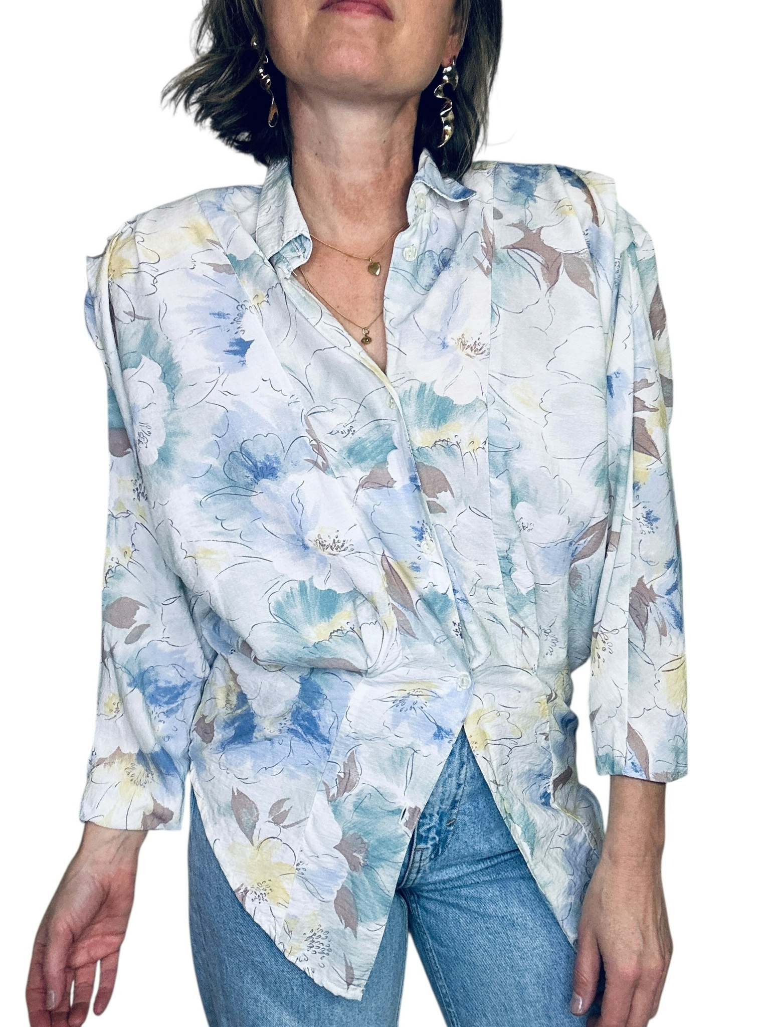 Vintage blus med markerade axlar