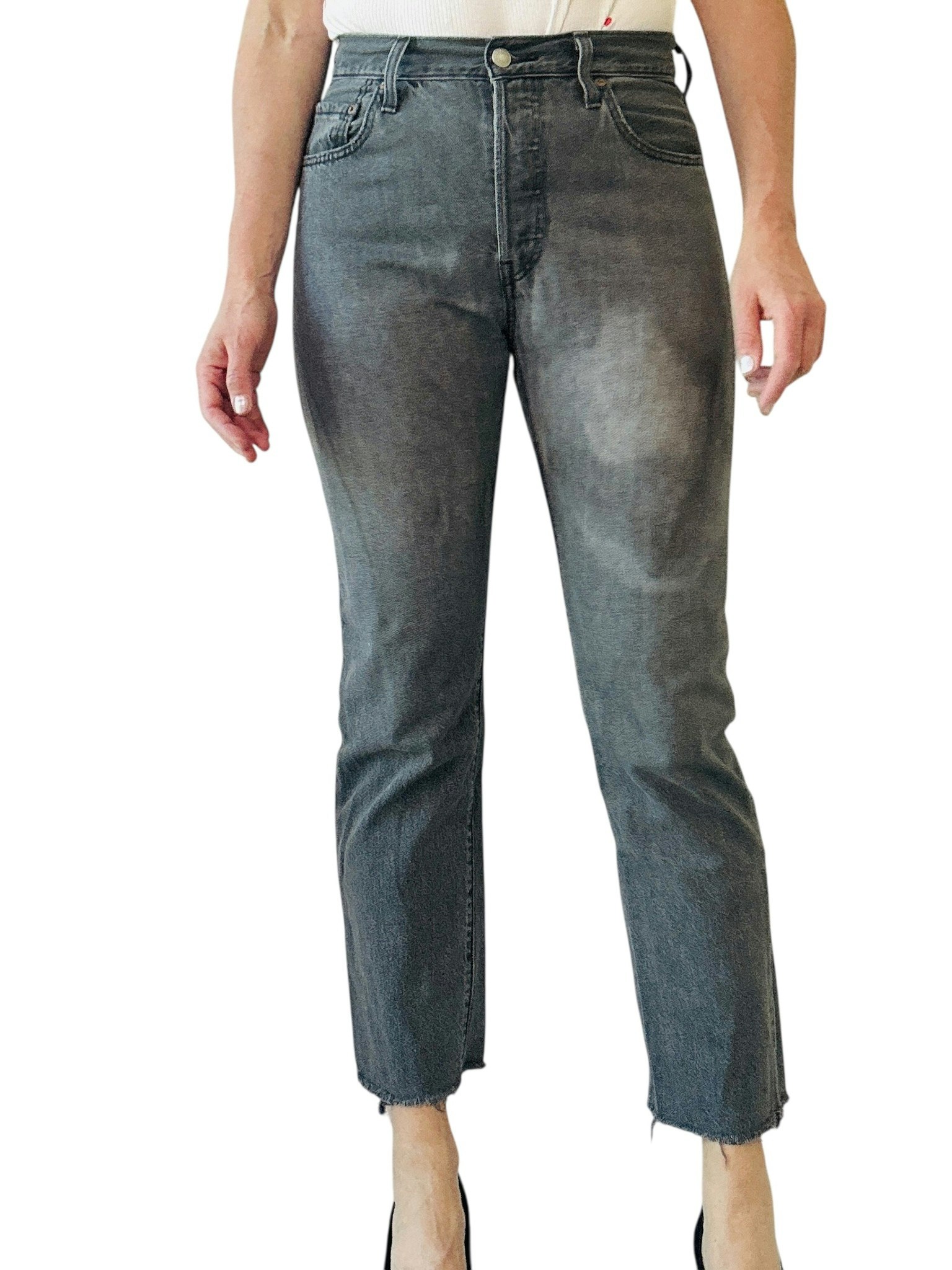 Levi’s 501 28/28 avklippta grå