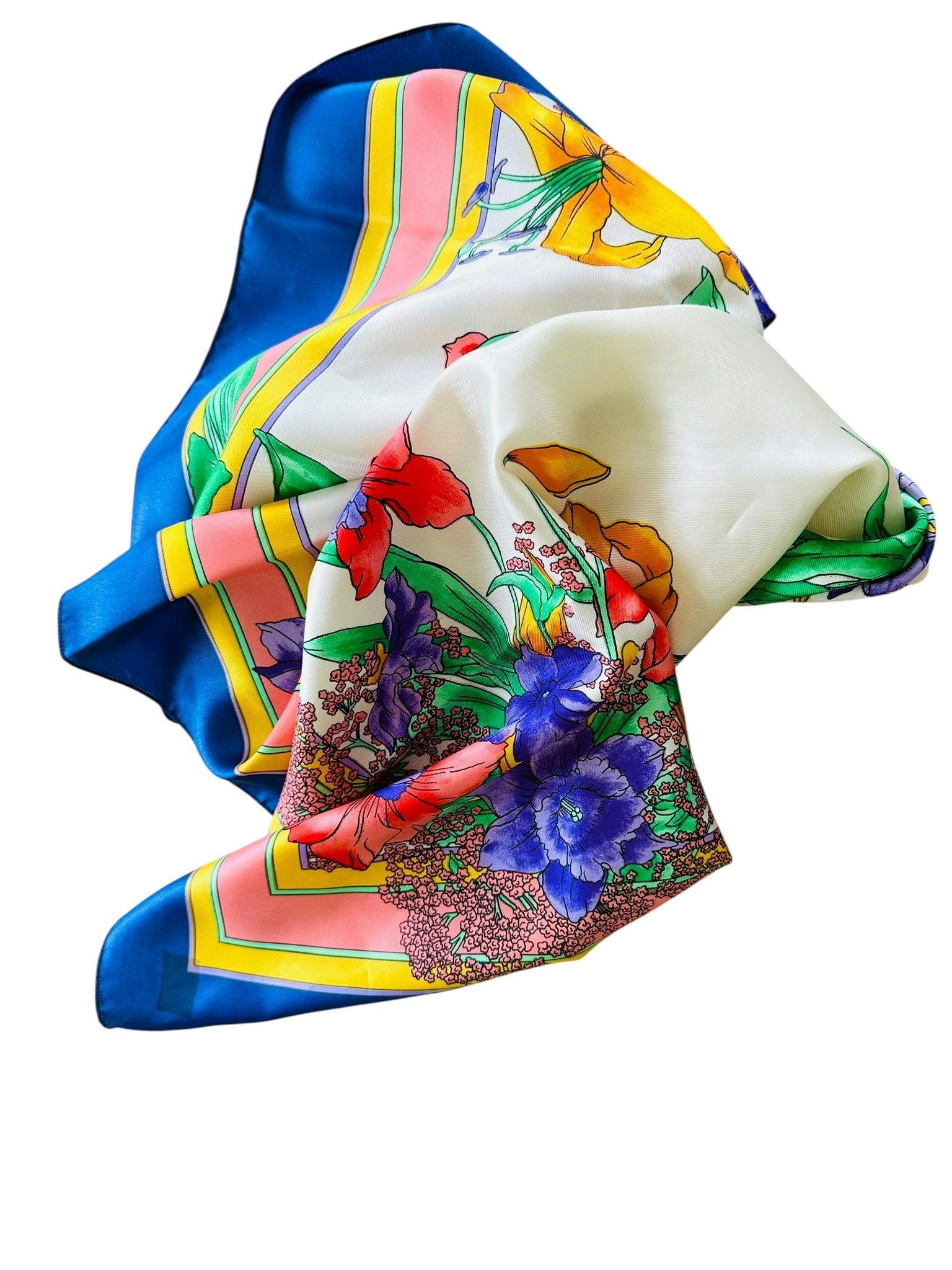 Stor scarf med färgglada blommor