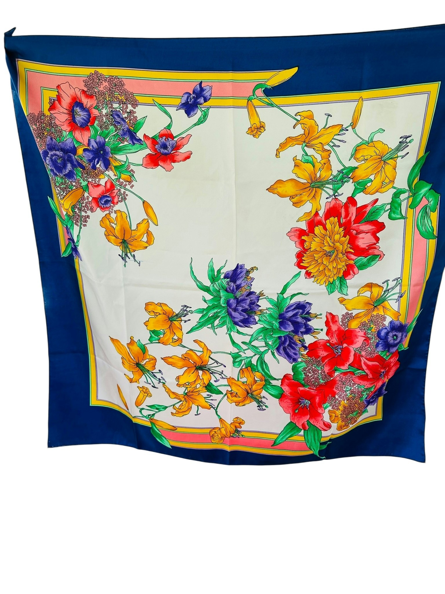 Stor scarf med färgglada blommor