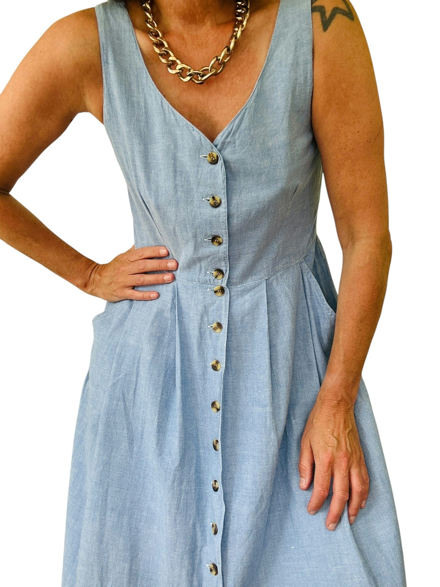 Vintage denimblå klänning