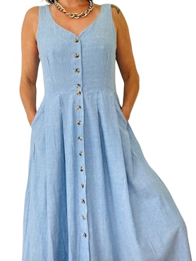 Vintage denimblå klänning