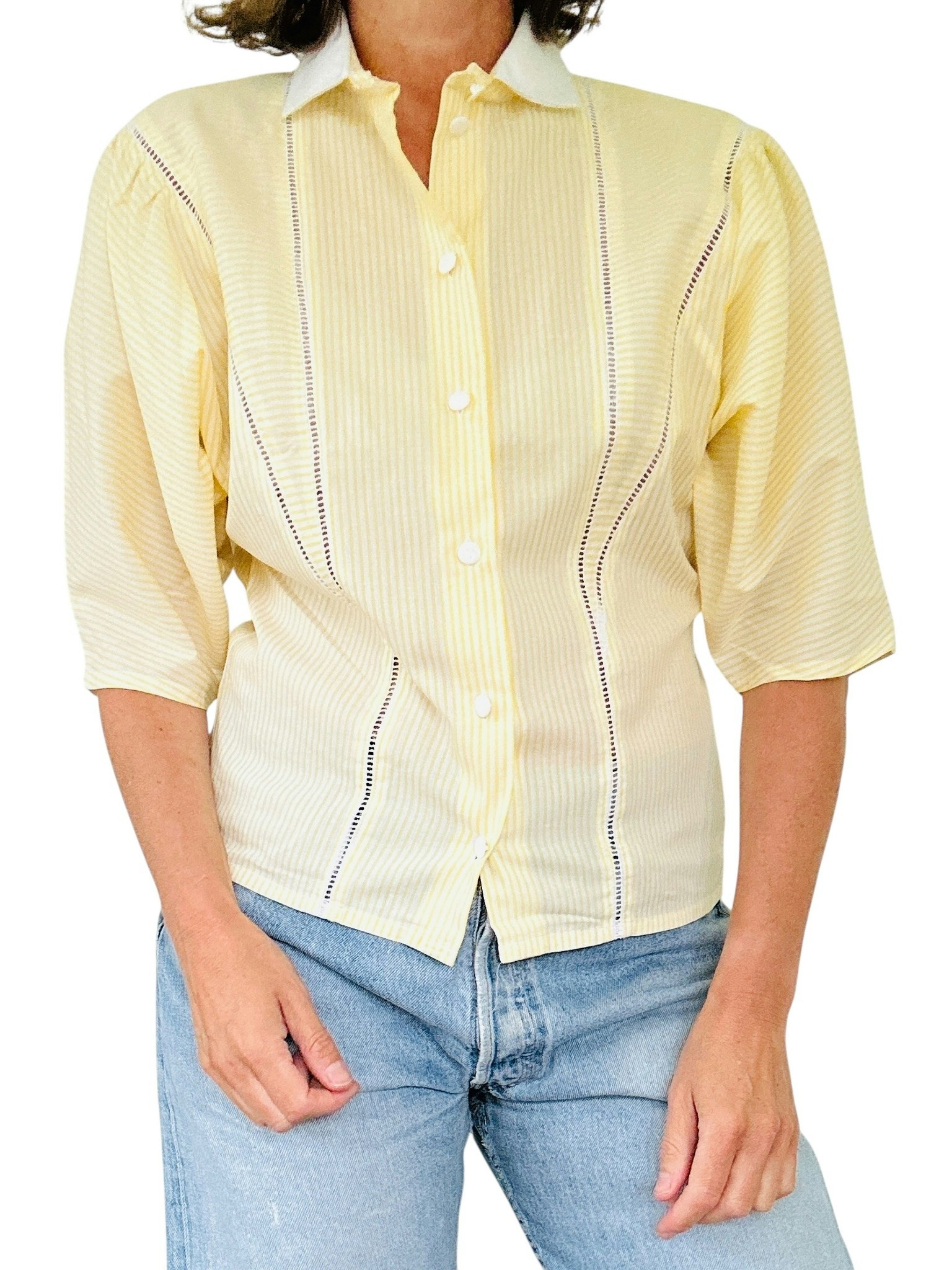 Vintage gulrandig blus
