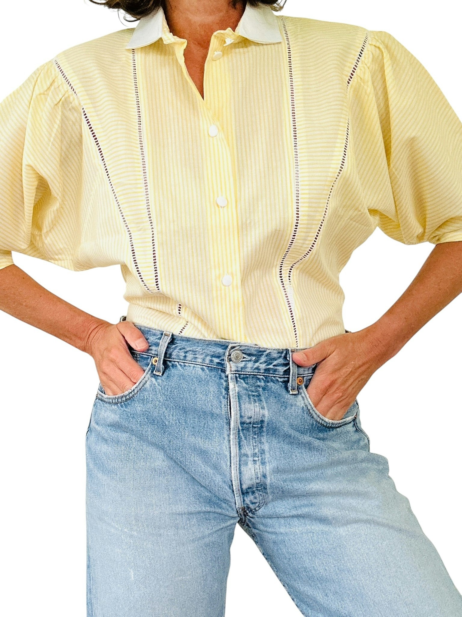 Vintage gulrandig blus