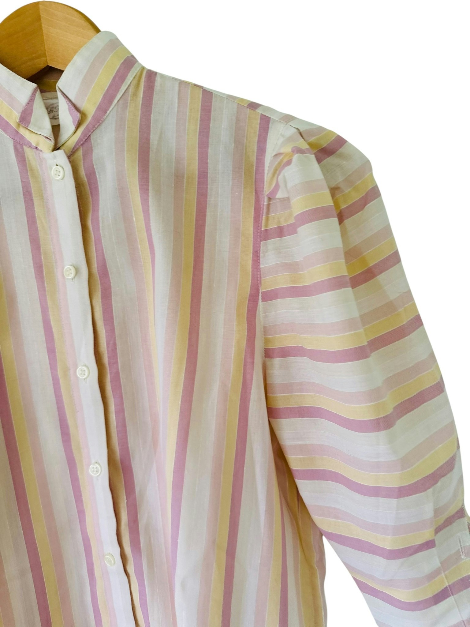Vintage randig blus i rosa och gult
