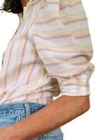 Vintage randig blus i rosa och gult
