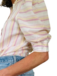 Vintage randig blus i rosa och gult