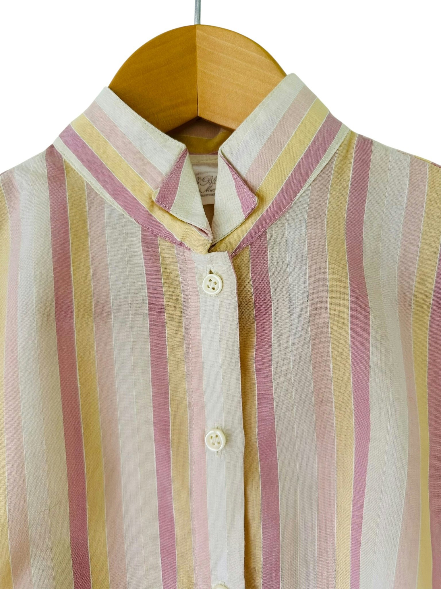 Vintage randig blus i rosa och gult