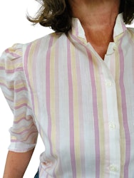 Vintage randig blus i rosa och gult