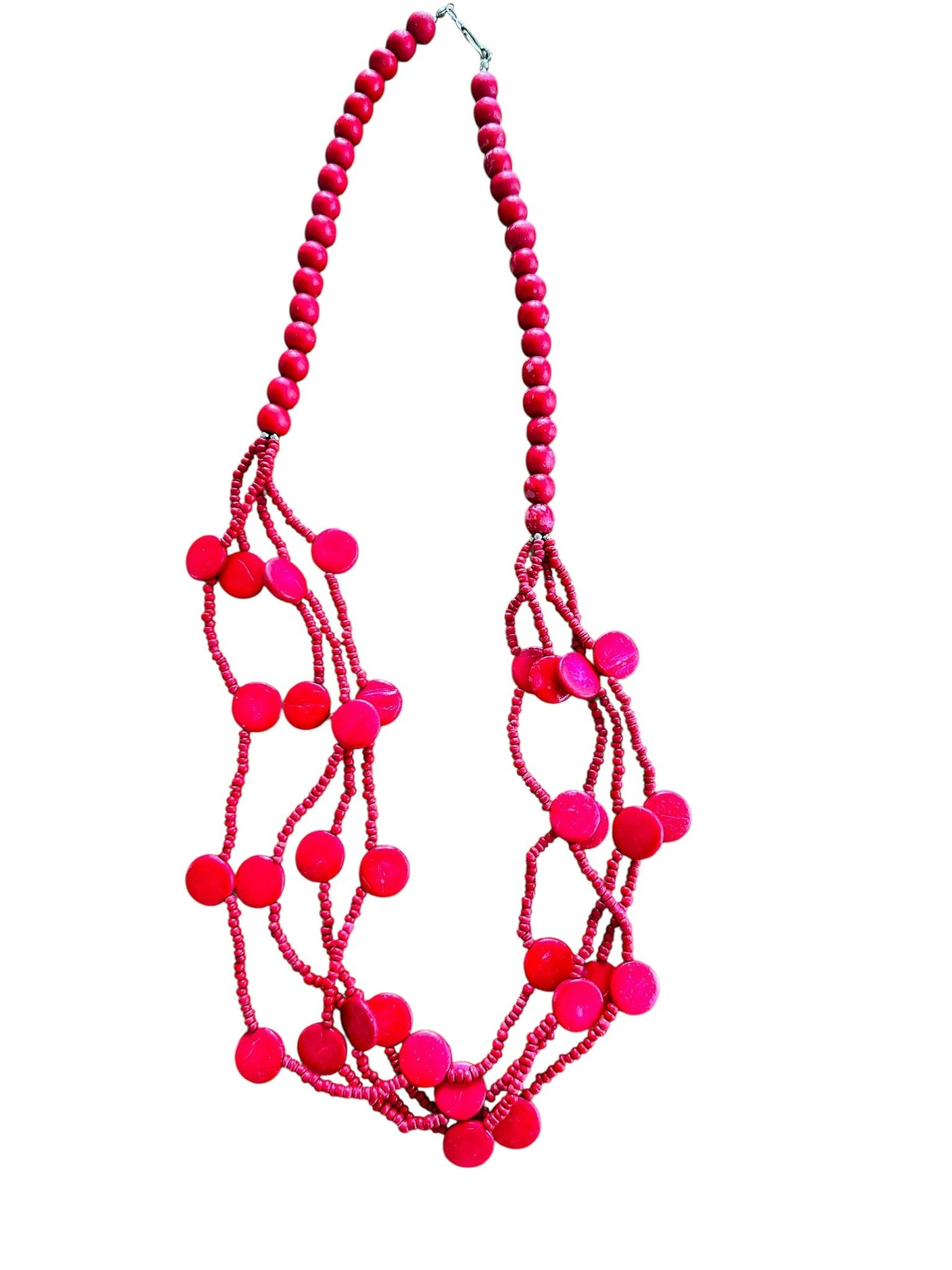 Rött flerradigt halsband