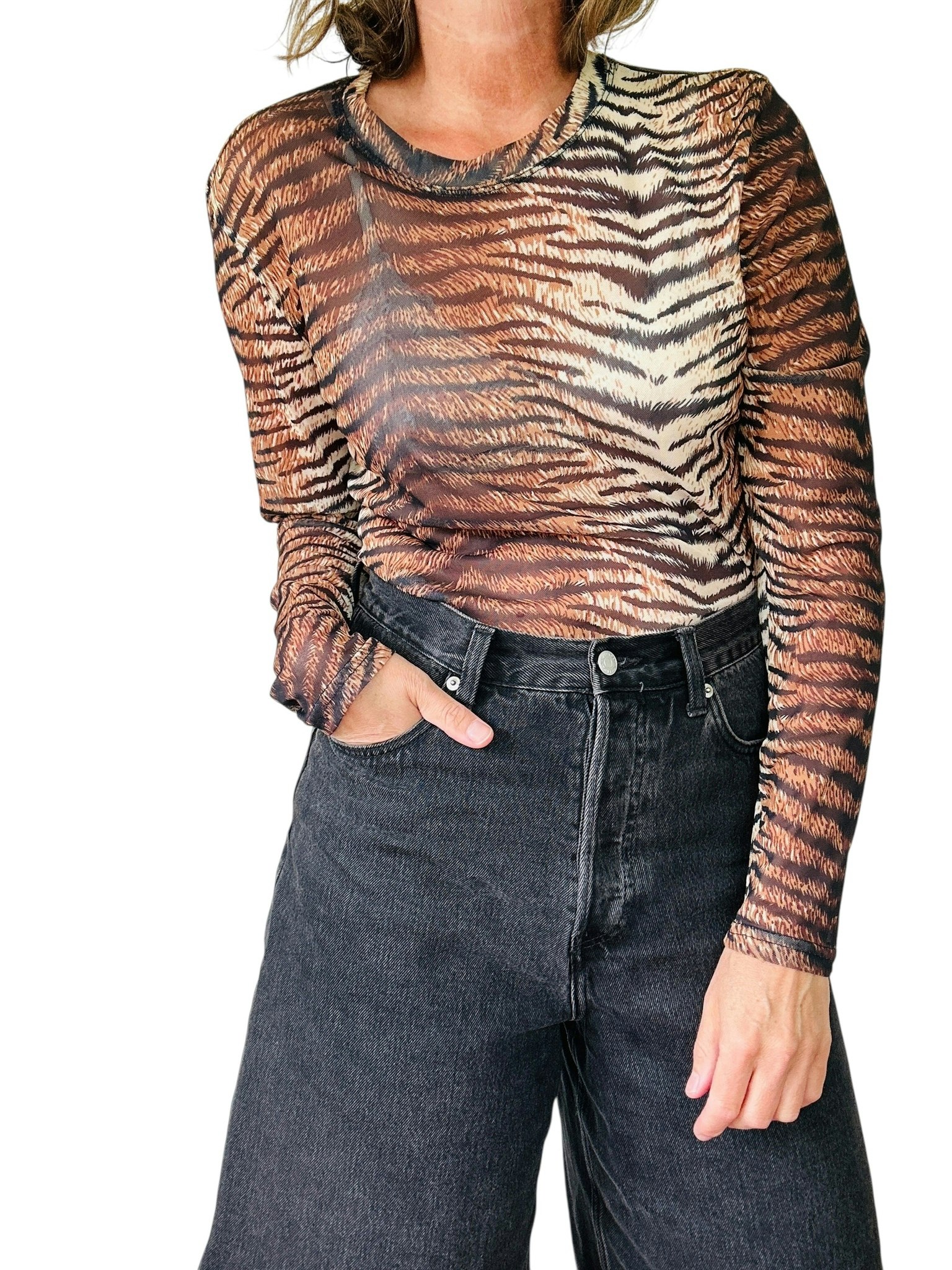 Meshtopp i tigermönster